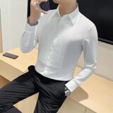 7181-P73长袖衬衫男士秋冬新款纯色百搭休闲衬衣，男装衬衫，电商B333