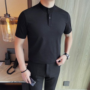 T7521-P58 男士立领短袖POLO衫夏季新款时尚百搭休闲立领短袖T恤图片