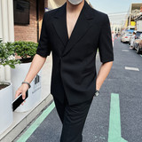 TZ5503-P220中袖两件套西装男士夏季九分裤西裤白色五分袖西，男装T恤，电商B333