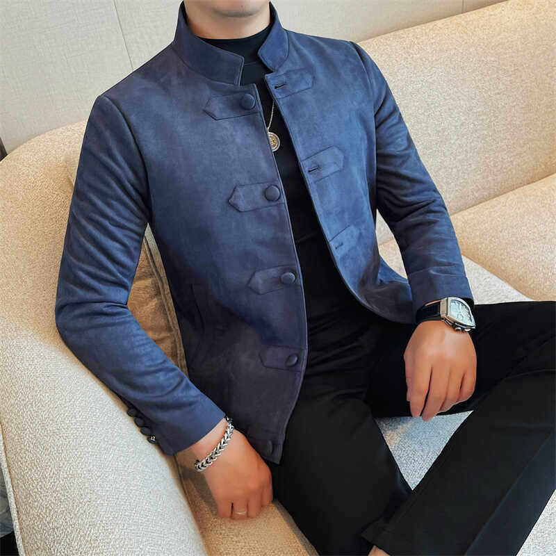 JK121-P108 风唐装男春秋季古风青年中山装立领夹克外套图片
