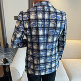 XF1079-P145秋冬季休闲小西服男士韩版潮流修身帅气格子单西西装，男装西服，电商B333