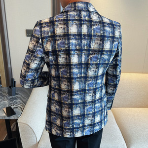 XF1079-P145 秋冬季休闲小西服男士韩版潮流修身帅气格子单西西装图片