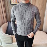 HM023-P68半高领针织衫男士秋冬新款中领线衫毛衣打底衫，男装T恤，电商B333