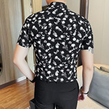 1250-P48男士衬衣夏季新款时尚百搭休闲翻领短袖花衬衫，男装Polo衫，电商B333