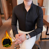 JR7882-P68衬衫男士长袖修身立领衬衣潮流商务休闲加绒衬衣，男装衬衫，电商B333
