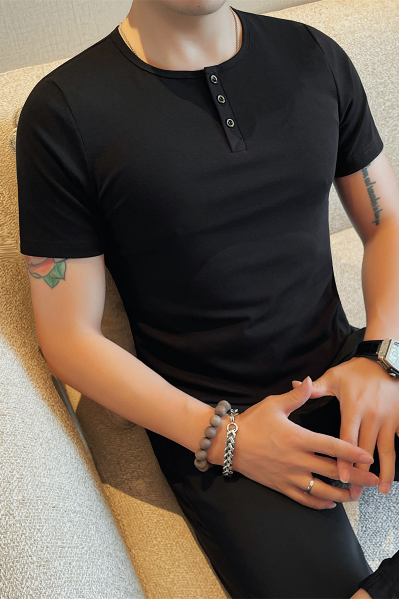 7708-特P4068圆领短袖POLO衫男士夏季新款纯色修身打底体恤,男装T恤,电商B333