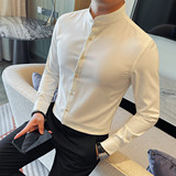 2203-P68仿牛仔面料水洗立领衬衫男秋冬高级感潮流时尚百搭衬衣，男装衬衫，电商B333