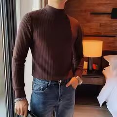 老款继续做M58-P53秋冬男士半高领毛衣韩版修身长袖套头中领纯色,男装针织衫/毛衣,电商B333