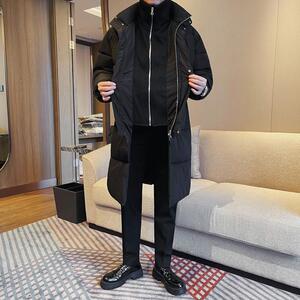 M23062-P223 冬季长款纯色加厚立领保暖棉服 拉链款棉衣图片