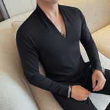 T2628-P48V领长袖体恤男士秋冬新款百搭休闲时尚T恤打底衫，男装T恤，电商B333