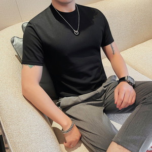 T7863-P48 圆领短袖体恤男士 纯色百搭打底衫 潮流型男修身T恤图片