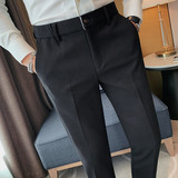 XK504-P88男士秋冬西装裤休闲修身长裤纯色西裤腰部松紧，男装西服套装，电商B333