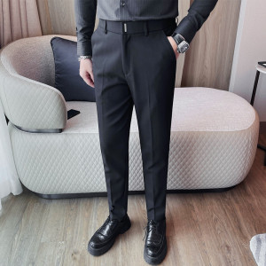 K3503-P88休闲西裤男秋冬修身小脚长裤商务正装直筒西装纯色裤子图片