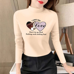 百搭打底衫 秋冬季 显瘦时尚 T恤修身 女加厚保暖上衣德绒半高领长袖