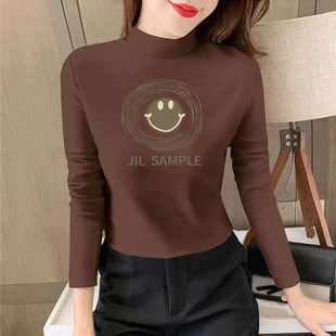 上衣加厚保暖打底衫 T恤洋气百搭显瘦修身 女德绒半高领长袖 秋冬季