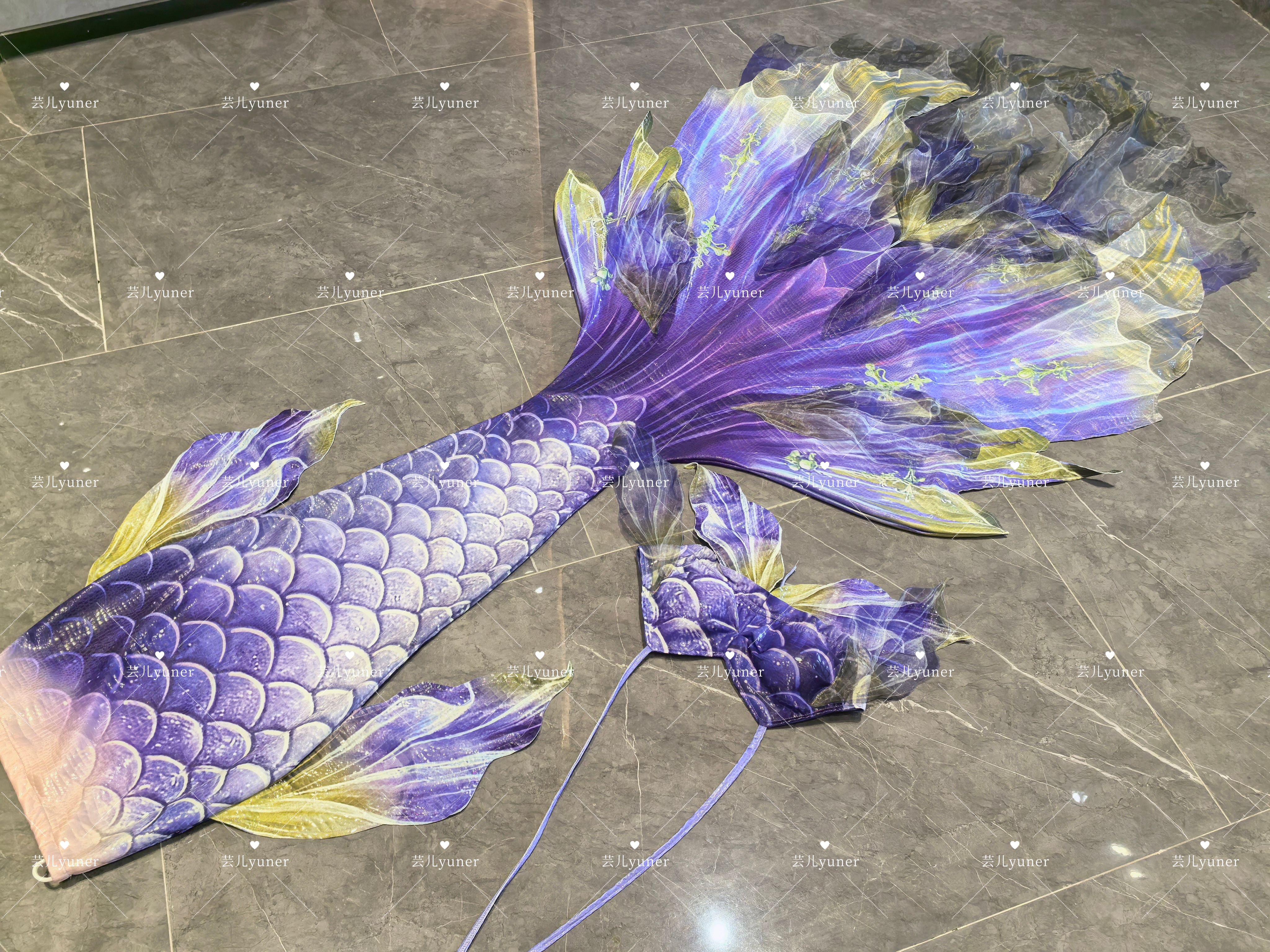 芸儿美人鱼尾巴成人尾鱼皮带纱定制海洋馆拍摄表演服泳衣潜水g44