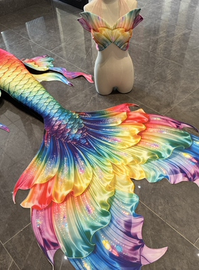 芸儿yuner彩虹美人鱼亲子尾巴mahina潜水海洋馆海边拍摄泳衣游泳
