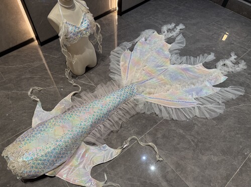 YUNER烫金美人鱼尾巴鱼尾鱼皮海洋馆拍摄表演服泳衣拍摄海边摄影