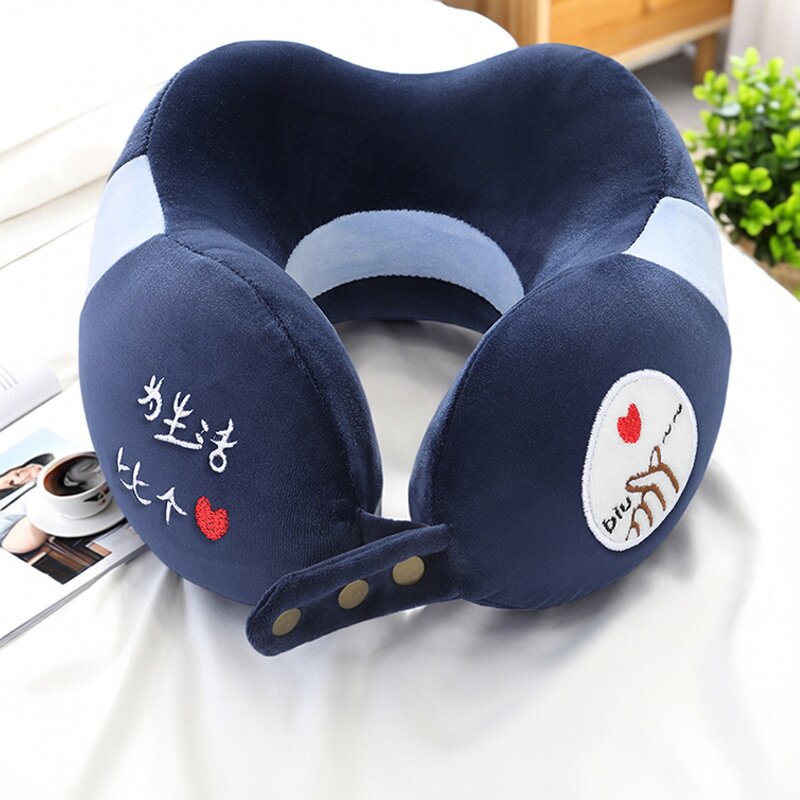 记忆棉卡通U型枕护颈枕旅行飞机颈椎枕午睡脖枕可调节便携