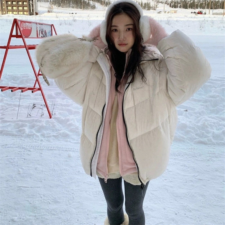 现货2025冬季新韩国东大门th*Bar*net双面穿八奶90鹅绒羽绒服外套