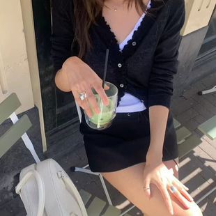 现货2025秋新款 at韩系气质高腰绑带A字半身裙短裙 韩国东大门tan