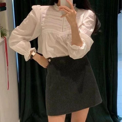 现货 2025秋新款韩国东大门th*Bar*net八奶A字100羊毛短裙半身裙