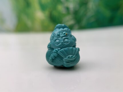 精品湖北十堰天然原矿绿松石高瓷绿蓝凤九配珠吊坠