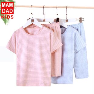 T恤儿童短裤短袖莱卡睡衣短袖女童男童宝宝棉套装两件套装家居服