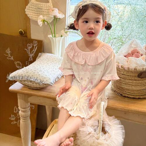 柔软Hey花边女宝y25睡裙hone卡通