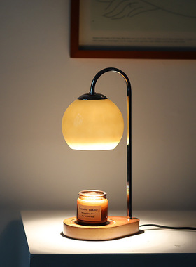 My1919 中古奶油实木蜡烛灯 可调光复古床头台灯 卧室无烟氛围灯