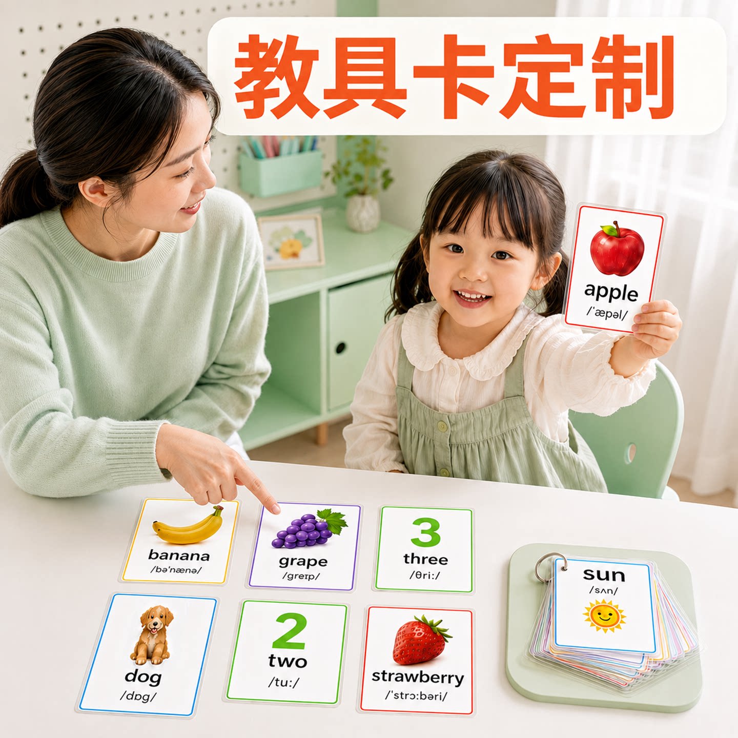 塑封教具卡定制幼儿识字卡片制作