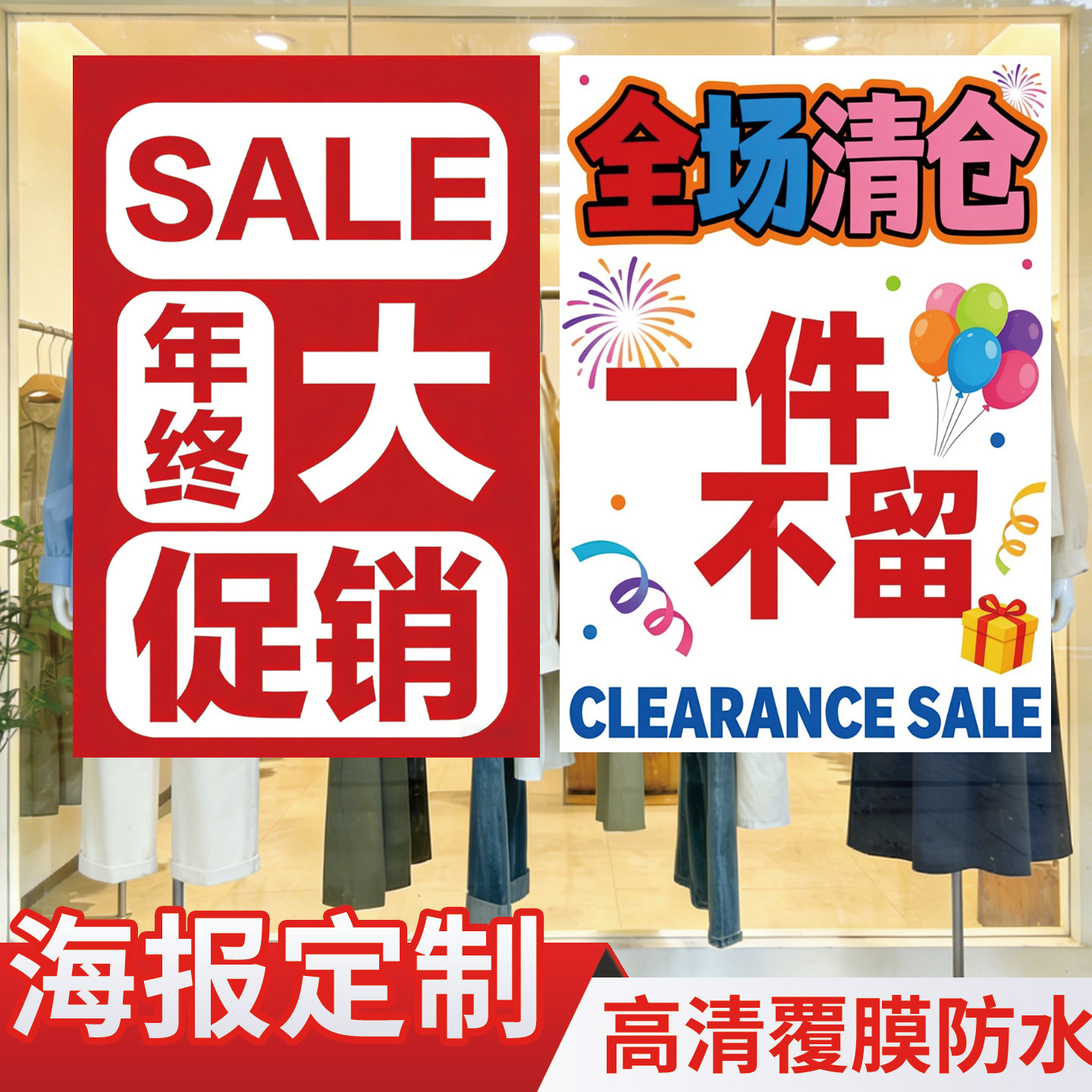 海报定制促销打折清仓大甩卖