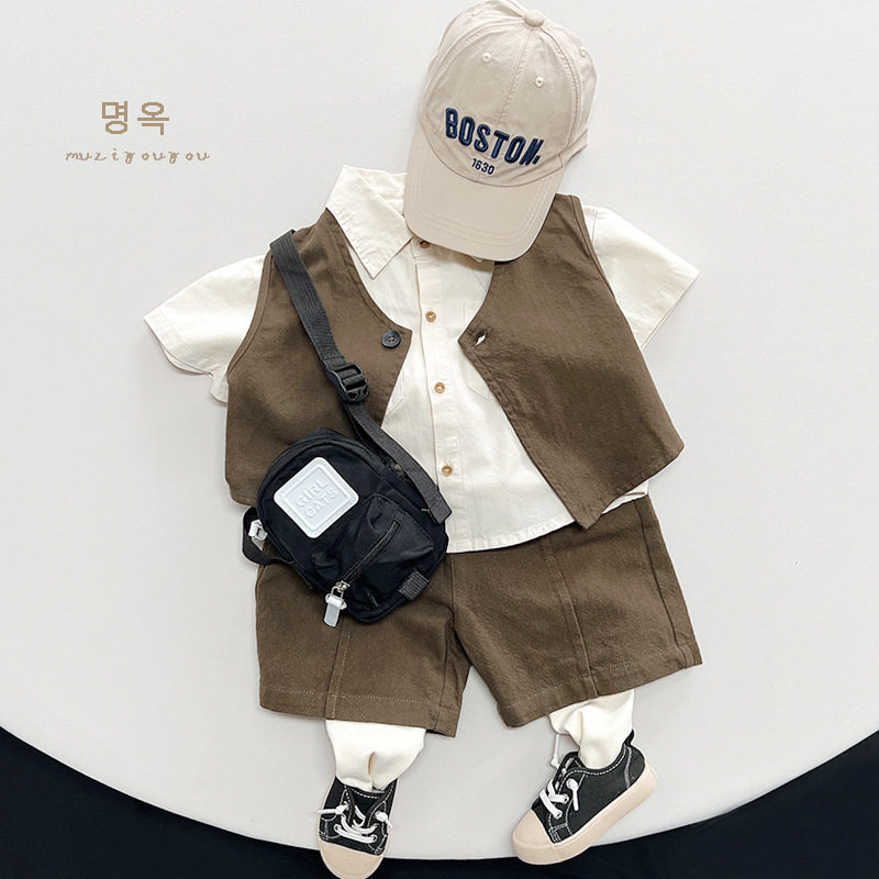 简潮风~韩国东大门男女童日系坎肩儿童复古马甲背心七分阔腿裤子,童装/婴儿装/亲子装,马甲,淘宝优惠券,粉丝福利购,淘宝优惠卷