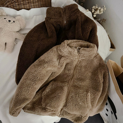 轻薄保暖~冬季新款棉服男女儿童毛绒外套中小童宝宝加厚拉链棉衣
