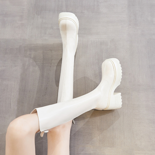 真皮10cm增高跟长靴女小个子不过膝2025年新款 秋冬厚底高筒骑士靴