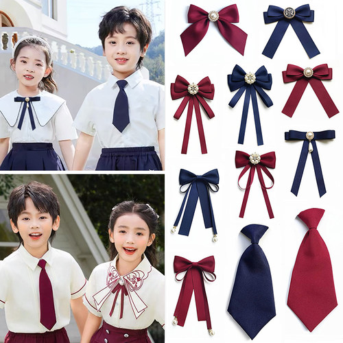 韩版儿童小领结领带小学生校服领花大合唱朗诵演出配饰红色蝴蝶结
