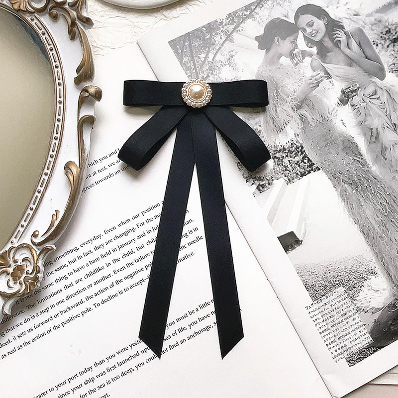黑色蝴蝶结领结衬衫配饰复古气质英伦风飘带衬衣胸针毛衣装饰