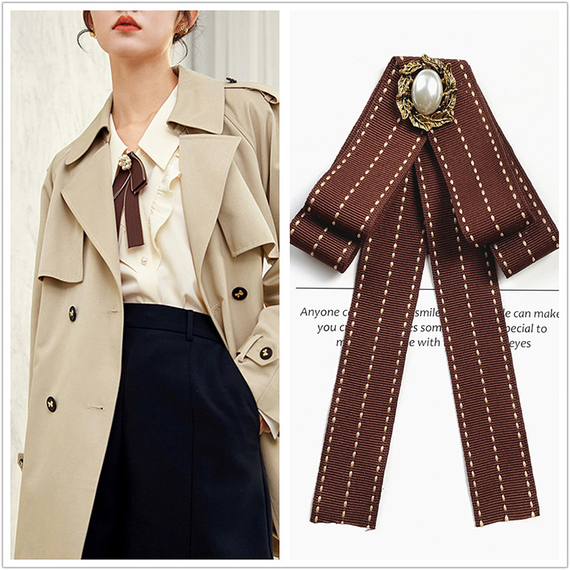 领结衬衣2025新款丝带棕色