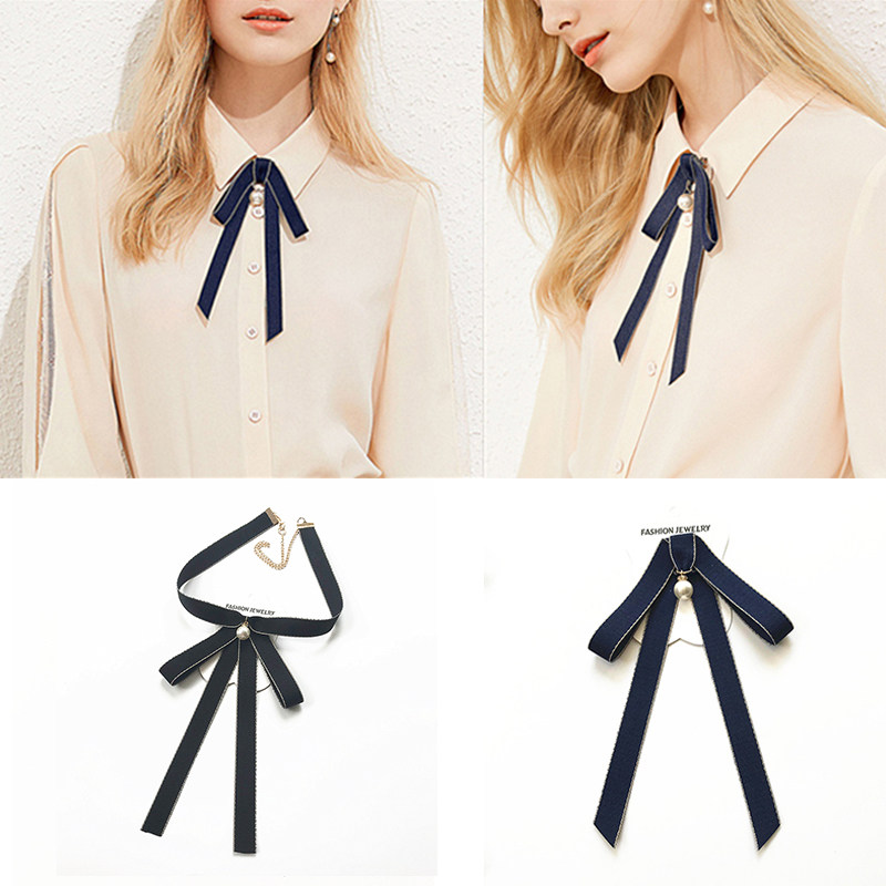 韩国红色黑色领结女蝴蝶结小香风装饰时尚女士系带学院风领花别针