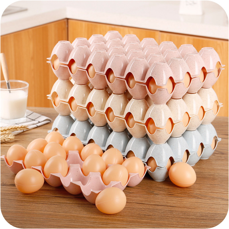 加厚可叠加15格鸡蛋收纳盒 放鸭蛋保护托保鲜盒 冰箱防碎鸡蛋盒子