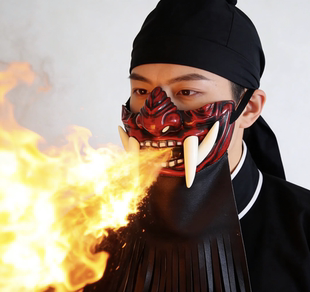 国潮川剧变脸吐火面具专业舞台表演道具戏剧演出獠牙吐火不入口