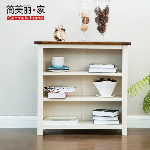 简美丽家实木书架客厅地中海三层