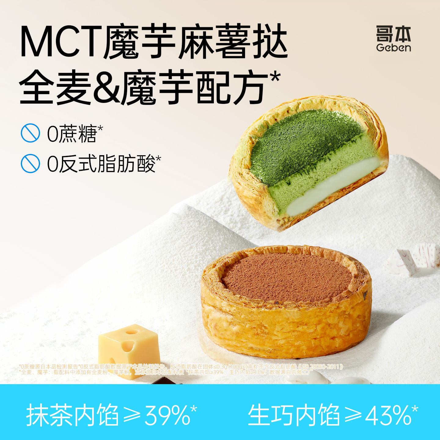哥本优选MCT全麦魔芋麻薯挞甜品