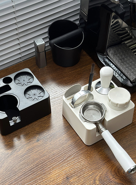 咖啡机配件底座布粉器套装意式布粉器压粉锤三件套咖啡机器具收纳