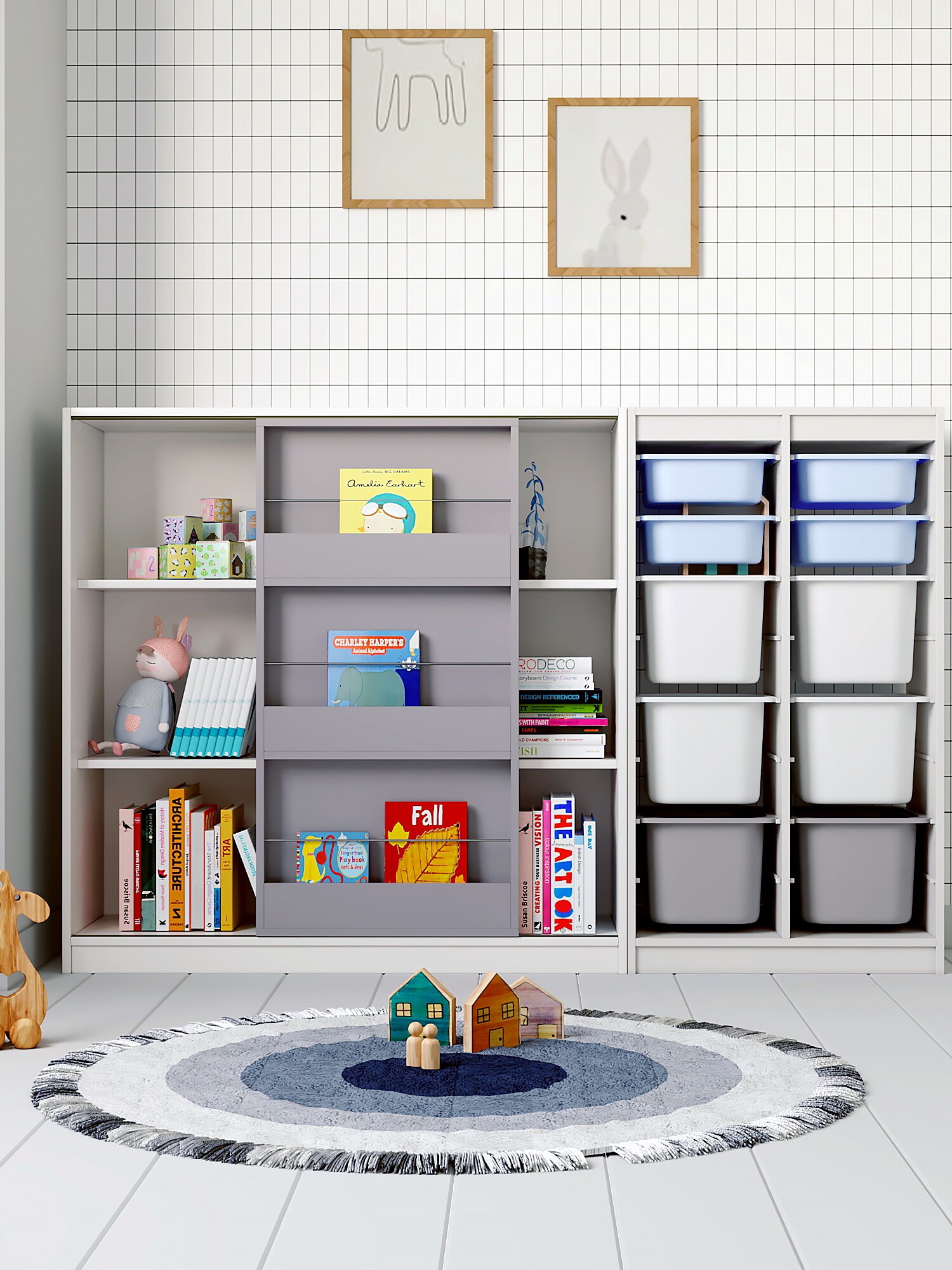 Comparable bear solid wood children's picture book bookshelf Floor-to-ceiling home sliding door picture book rack Multi-layer storage student high bookcase