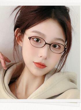 48口丹阳配镜韩系TR90小脸椭圆小圆框超轻纯钛高度近视眼镜框男女