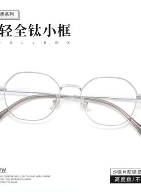 48口丹阳配镜复古小脸TR90超轻纯钛宽边多边形高度近视眼镜框男女