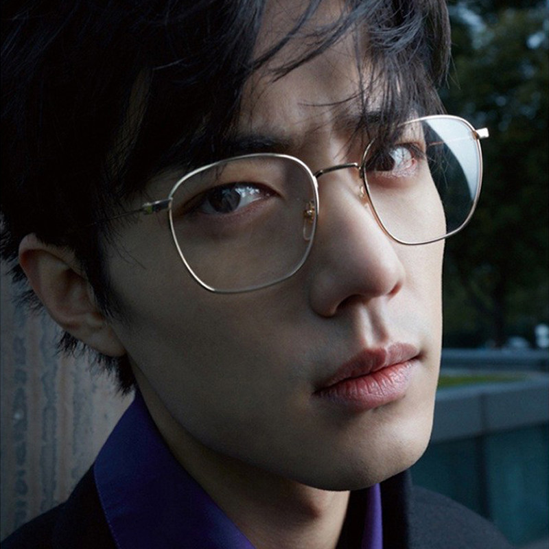 54口丹阳配镜纯钛肖战同款防蓝光眼睛架变色显瘦大框近视眼镜框男