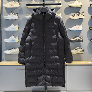 李宁男子长羽绒服2025冬季 健身系列鸭绒保暖连帽外套AYMV223 新品