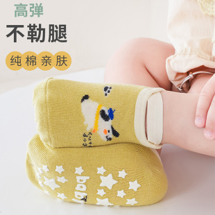 婴儿地板袜 宝宝学步袜 卡通印胶防滑绑带袜 儿童包边袜 2023新款